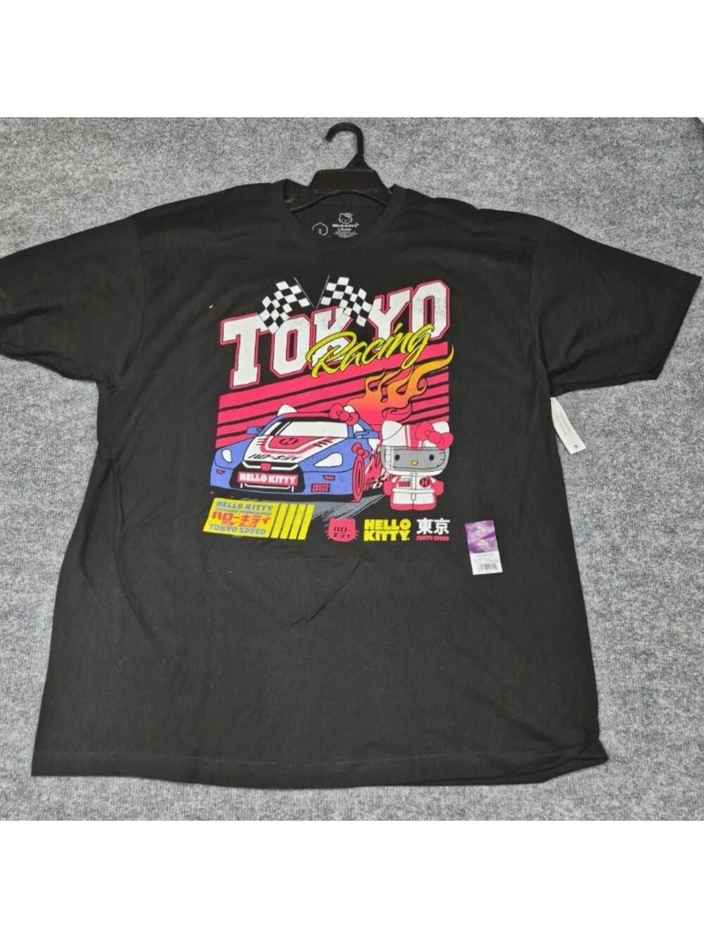Hello Kitty by Sanrio Tokyo Racing Graphic Men's 2XL‎  Black Cotton T-Shirt NWT
